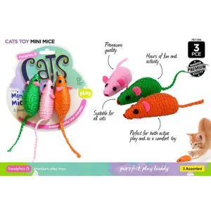 3 Pack Nylon Mice Cat Toys