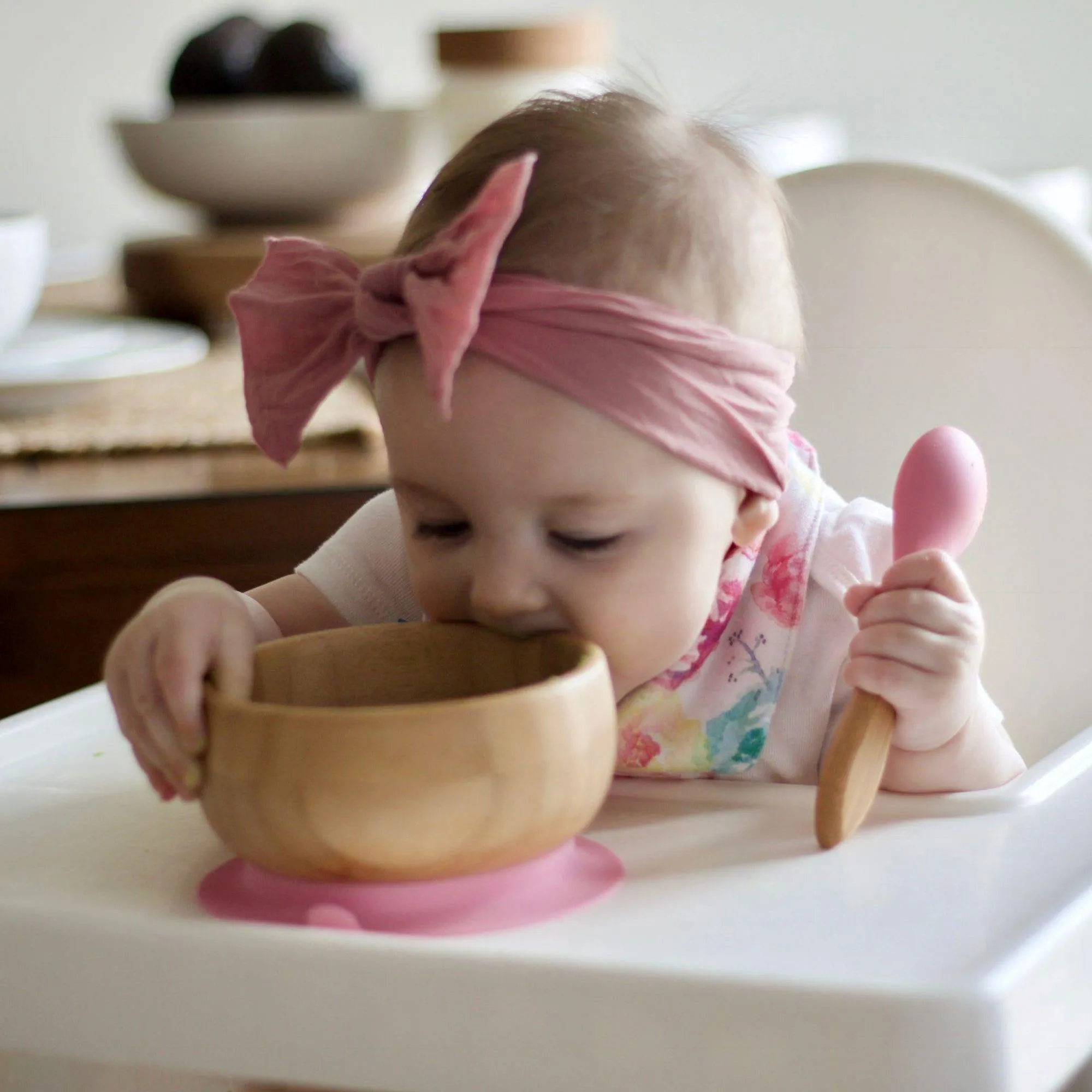 Avanchy Bamboo Suction Baby Bowl   Spoon - Orange