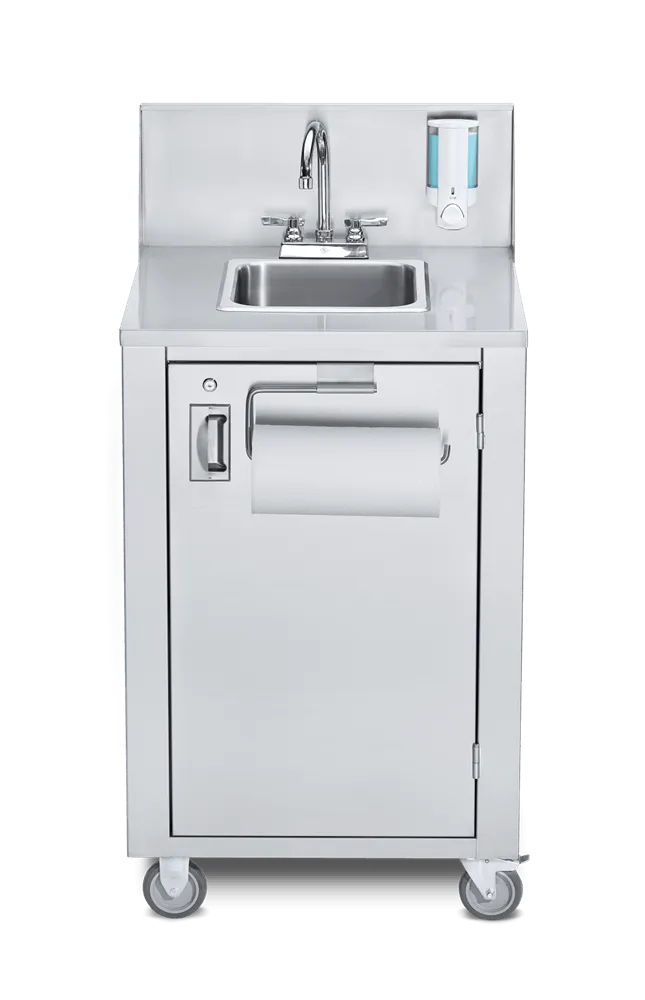 Crown Verity CV-PHS-4 38 1/3"H Portable Sink w/ 6"D Bowl, Hot Water | Denson CFE