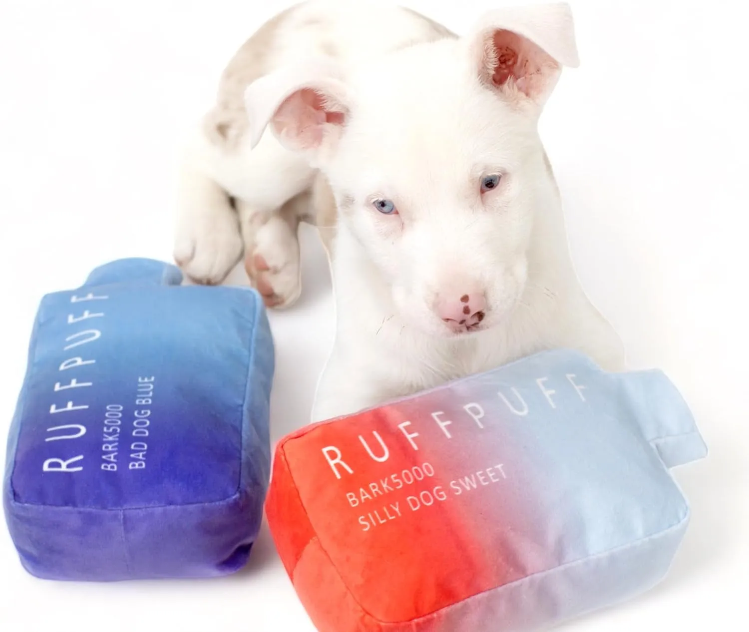 Dog Toys - Funny Cute Plush Dog Toys with Squeaker - Parody Dog Toy - Puppy Toys - Dog Birthday - Funny Dog Toys (Red, Blue)