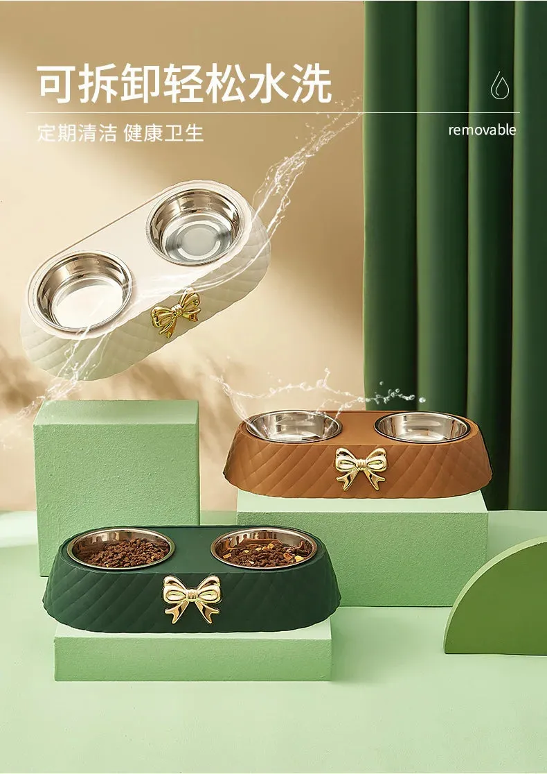 Elegant Double Stainless Steel Pet Bowls for Cats and Dogs