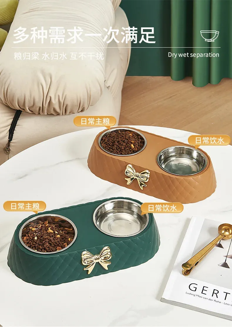Elegant Double Stainless Steel Pet Bowls for Cats and Dogs