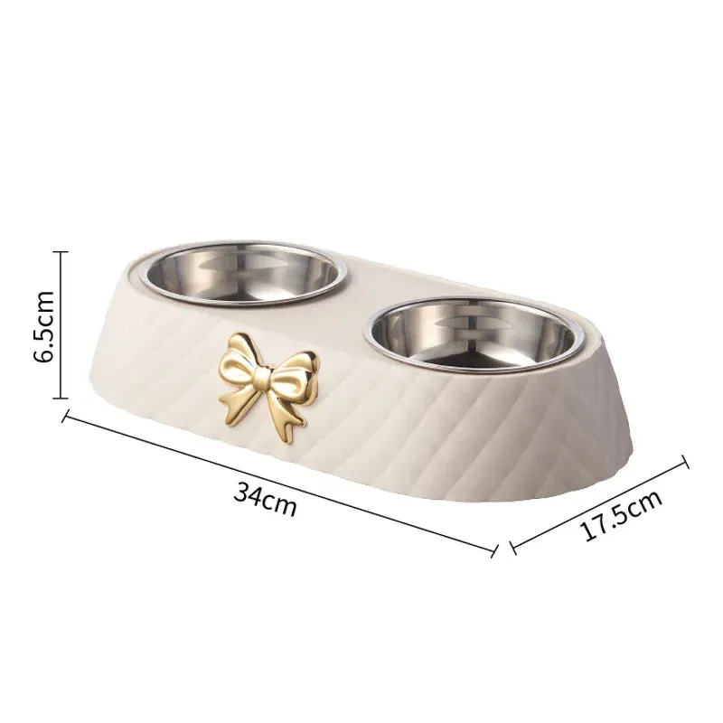 Elegant Double Stainless Steel Pet Bowls for Cats and Dogs