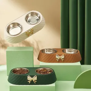 Elegant Double Stainless Steel Pet Bowls for Cats and Dogs