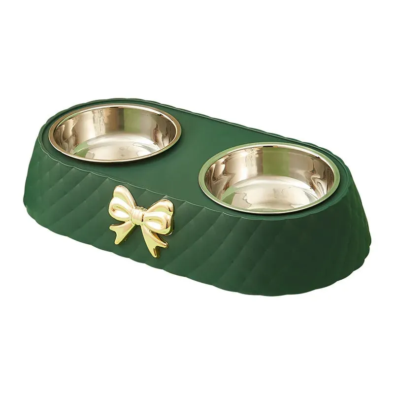 Elegant Double Stainless Steel Pet Bowls for Cats and Dogs