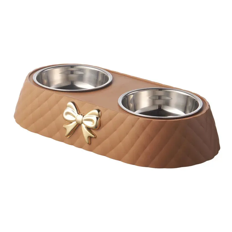 Elegant Double Stainless Steel Pet Bowls for Cats and Dogs