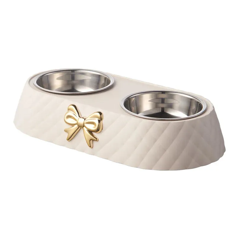 Elegant Double Stainless Steel Pet Bowls for Cats and Dogs