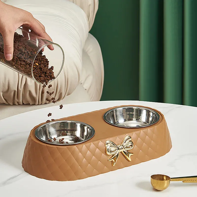 Elegant Double Stainless Steel Pet Bowls for Cats and Dogs