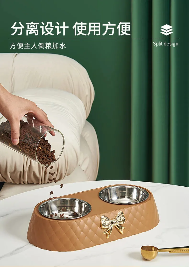 Elegant Double Stainless Steel Pet Bowls for Cats and Dogs