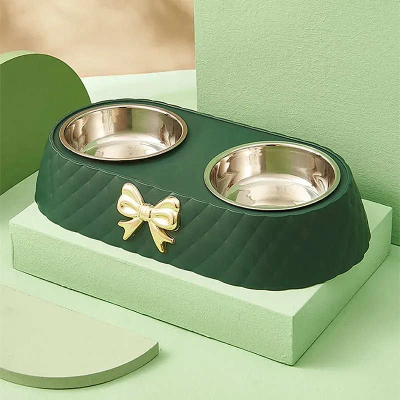Elegant Double Stainless Steel Pet Bowls for Cats and Dogs