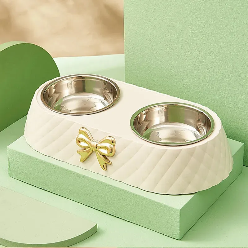Elegant Double Stainless Steel Pet Bowls for Cats and Dogs