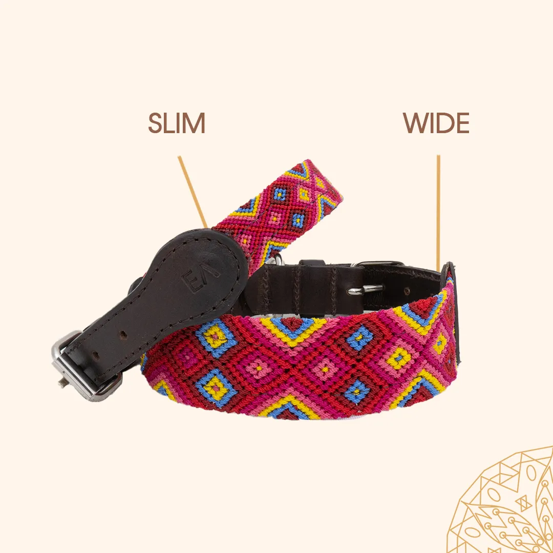 Embroidered Dog Collar - Genuine Leather | Mai Tai