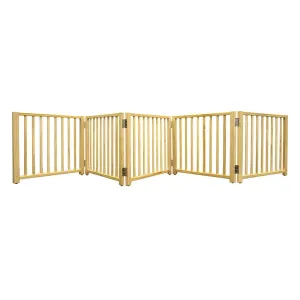 Folding Freestanding Dog Gate - Expands from 48 - 110 inches - Smart Design Folding Freestanding Gate 5 Panel - Four Paws