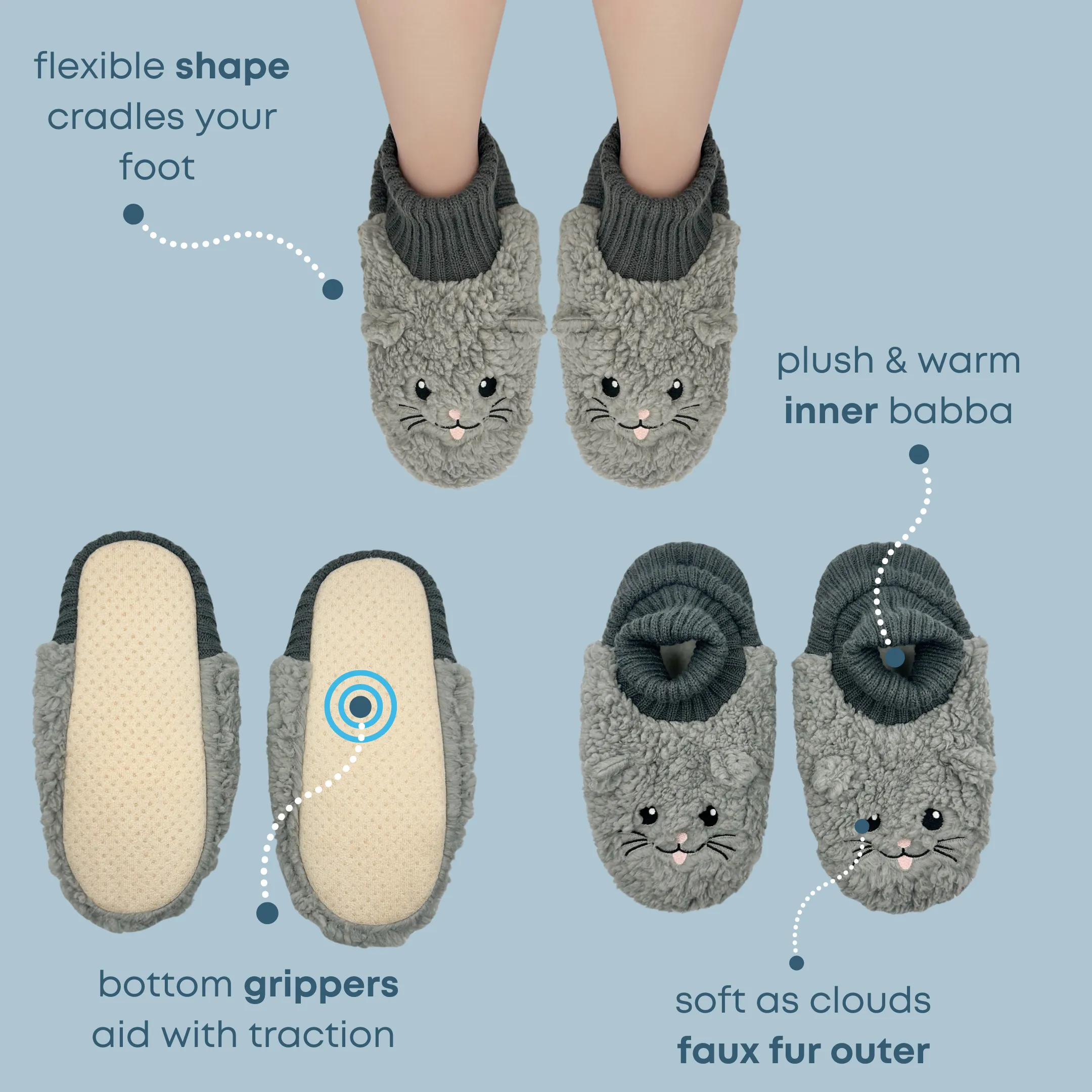 Happy Cat Knit Cuff Slipper Socks
