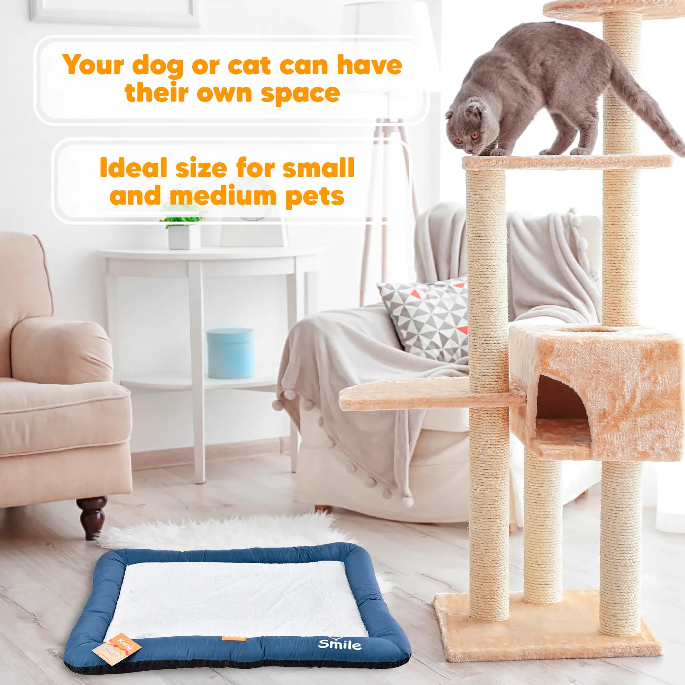 Kanu Pet Gray Smile Dogs & Cats Bed