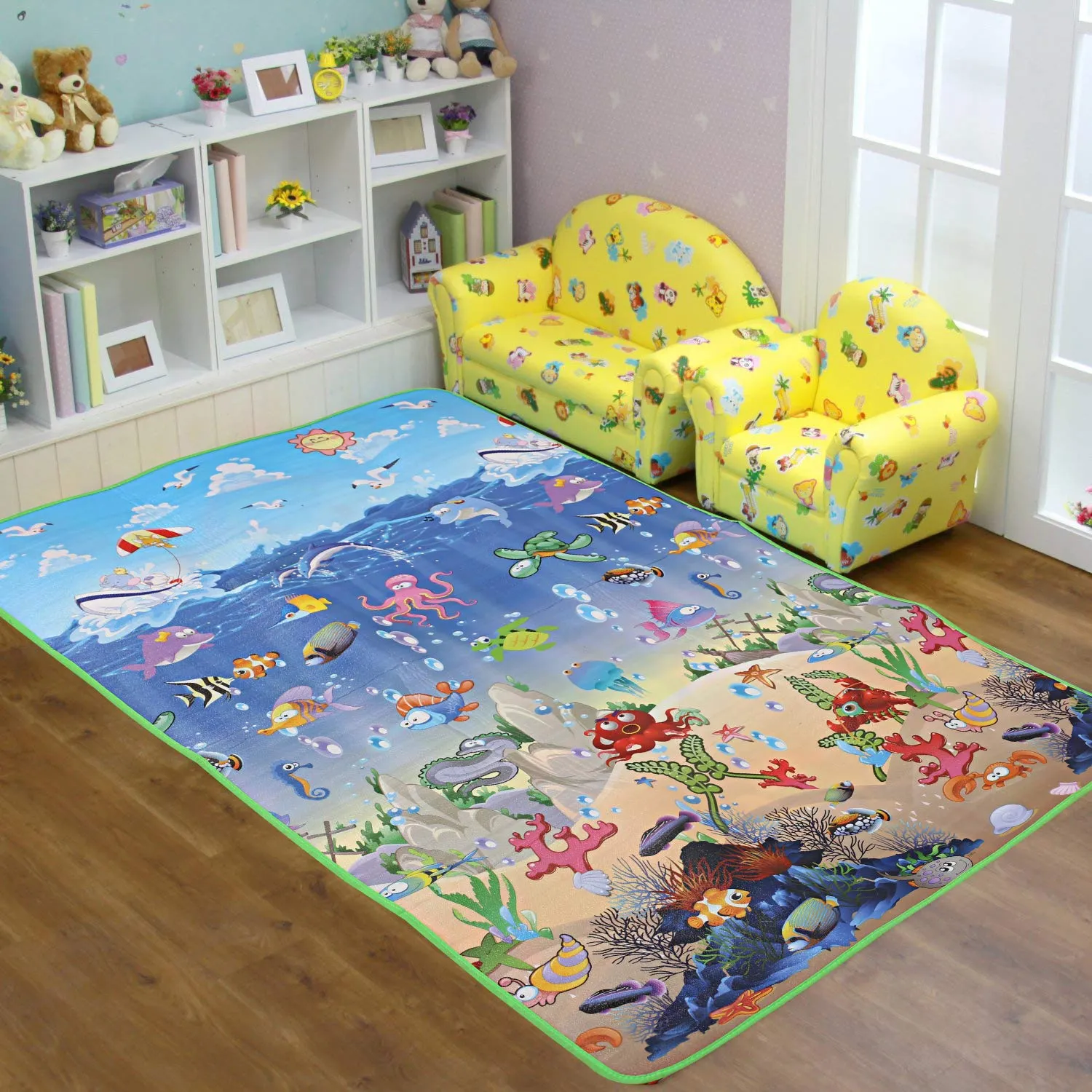 Kuber Industries Memory Foam Reversible Waterproof Kid’s Crawling Play Mat - Multicolour (CTKTC05217)