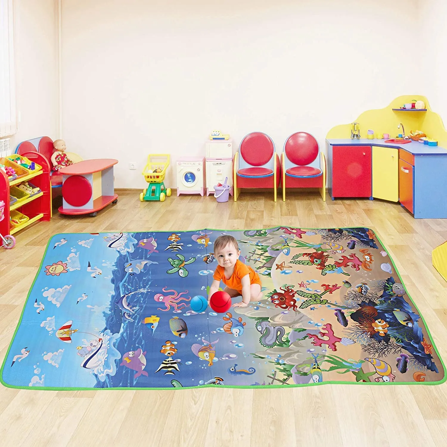 Kuber Industries Memory Foam Reversible Waterproof Kid’s Crawling Play Mat - Multicolour (CTKTC05217)