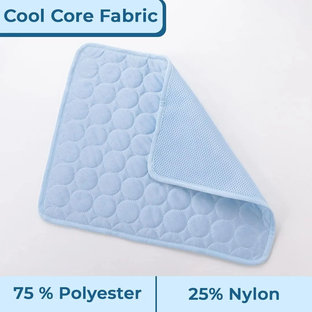 Kuber Industries Rectangular Dog & Cat Bed|Premium Cool Ice Silk Polyester With Bottom Mesh|MultiUtility Self-Cooling Pad For Dog & Cat|Light-weight & Durable Dog Bed|ZQCJ001LB-S|Light Blue(Pack Of 2)