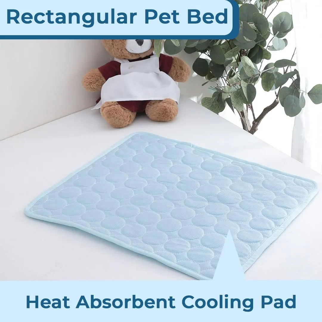Kuber Industries Rectangular Dog & Cat Bed|Premium Cool Ice Silk Polyester With Bottom Mesh|MultiUtility Self-Cooling Pad For Dog & Cat|Light-weight & Durable Dog Bed|ZQCJ001LB-S|Light Blue(Pack Of 2)