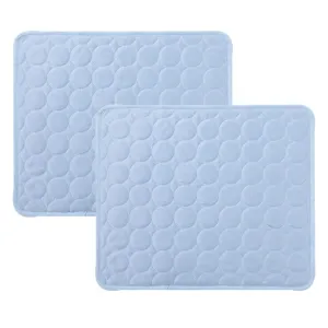Kuber Industries Rectangular Dog & Cat Bed|Premium Cool Ice Silk Polyester With Bottom Mesh|MultiUtility Self-Cooling Pad For Dog & Cat|Light-weight & Durable Dog Bed|ZQCJ001LB-S|Light Blue(Pack Of 2)