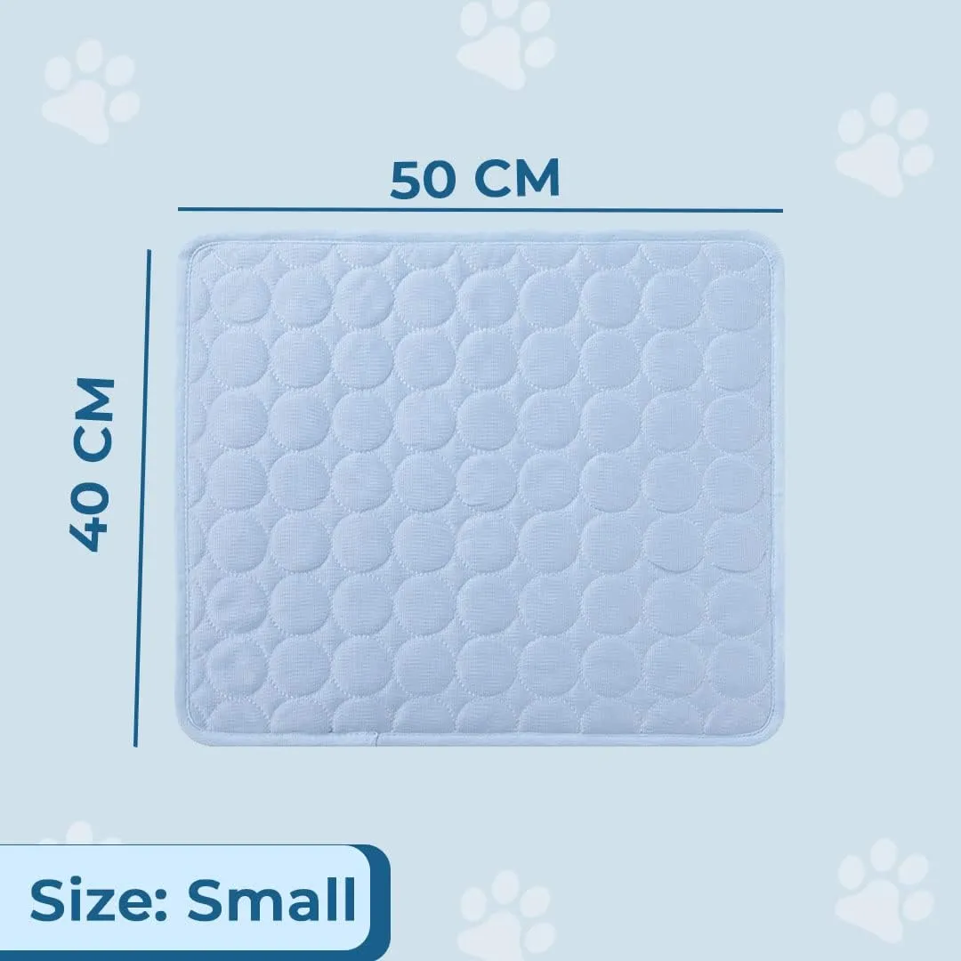Kuber Industries Rectangular Dog & Cat Bed|Premium Cool Ice Silk Polyester With Bottom Mesh|MultiUtility Self-Cooling Pad For Dog & Cat|Light-weight & Durable Dog Bed|ZQCJ001LB-S|Light Blue(Pack Of 2)
