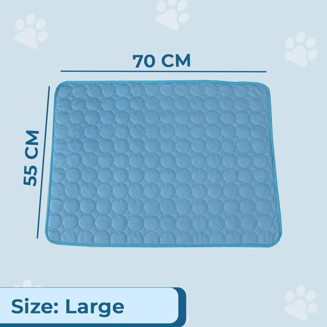 Kuber Industries Rectangular Dog & Cat Bed|Premium Cool Ice Silk with Polyester With Bottom Mesh|Multi-Utility Self-Cooling Pad For Dog & Cat|Light-weight & Durable Dog Bed|ZQCJ001B-L|Blue (Pack Of 4)