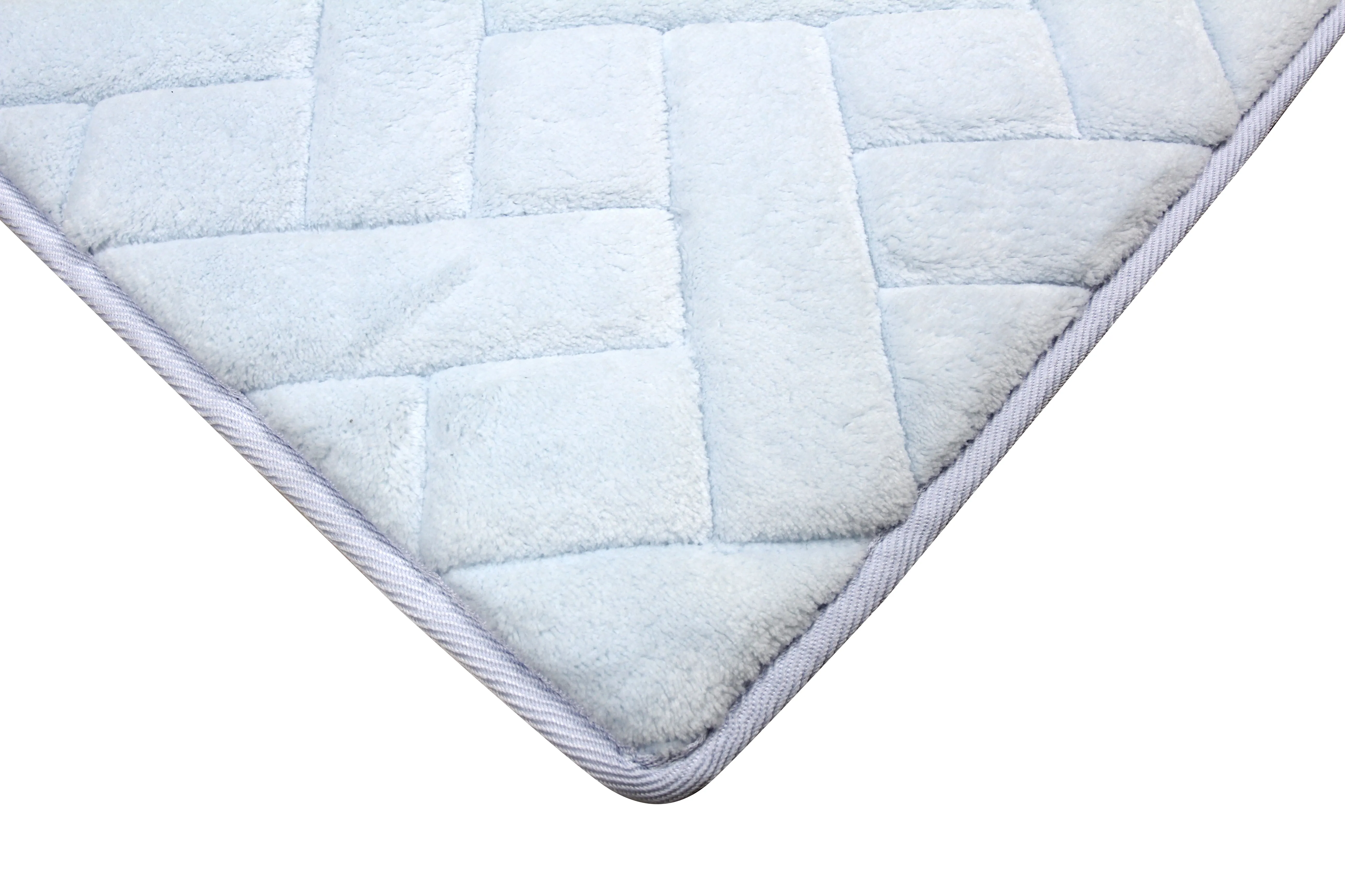 Memory Foam Herringbone Accent Rug in Sky Blue, 21 x 34 in