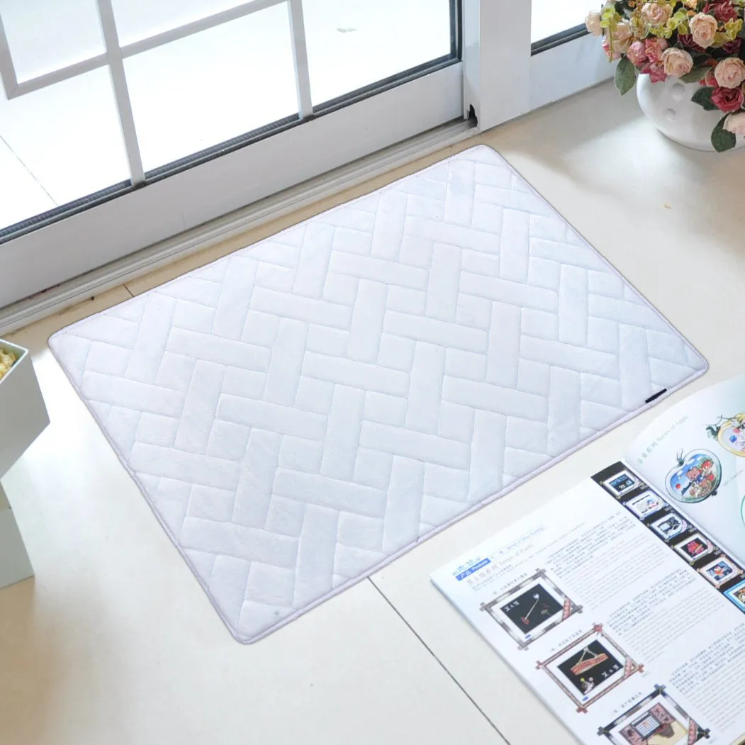 Memory Foam Herringbone Accent Rug in Sky Blue, 21 x 34 in