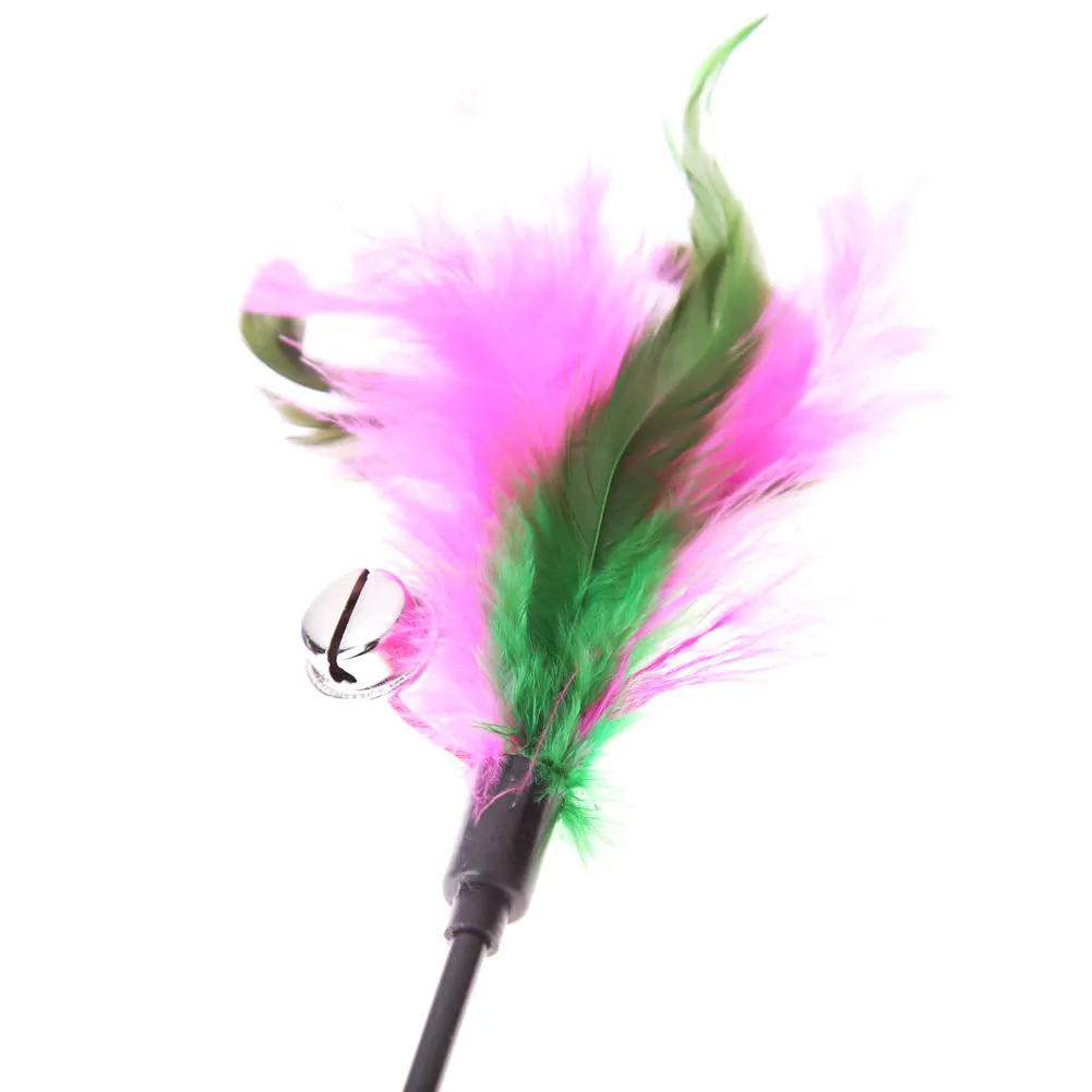 MerryBIY 1PC 5Pcs Cat Toys Soft Colorful Cat Feather Bell Rod Toy for Cat Kitten Funny Playing Interactive Toy Pet Cat Supplies