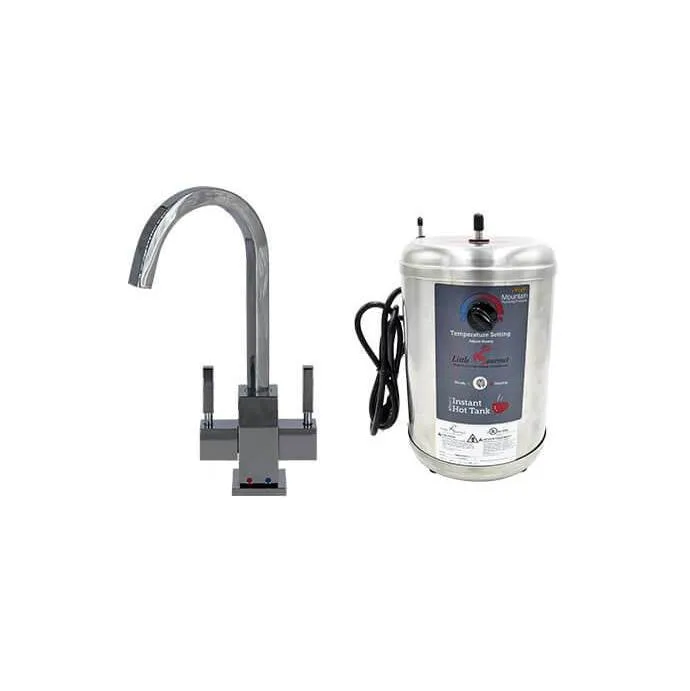 Mountain Plumbing MT1881DIY-NL Hot Cold Water Faucet with Contemporary Square Body Little Gourmet Premium Hot Water Tank