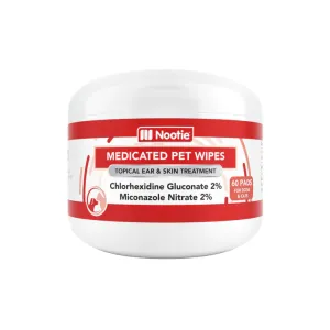 Nootie Antifungal & Antibacterial Medicated Pet Wipes, 60-Count