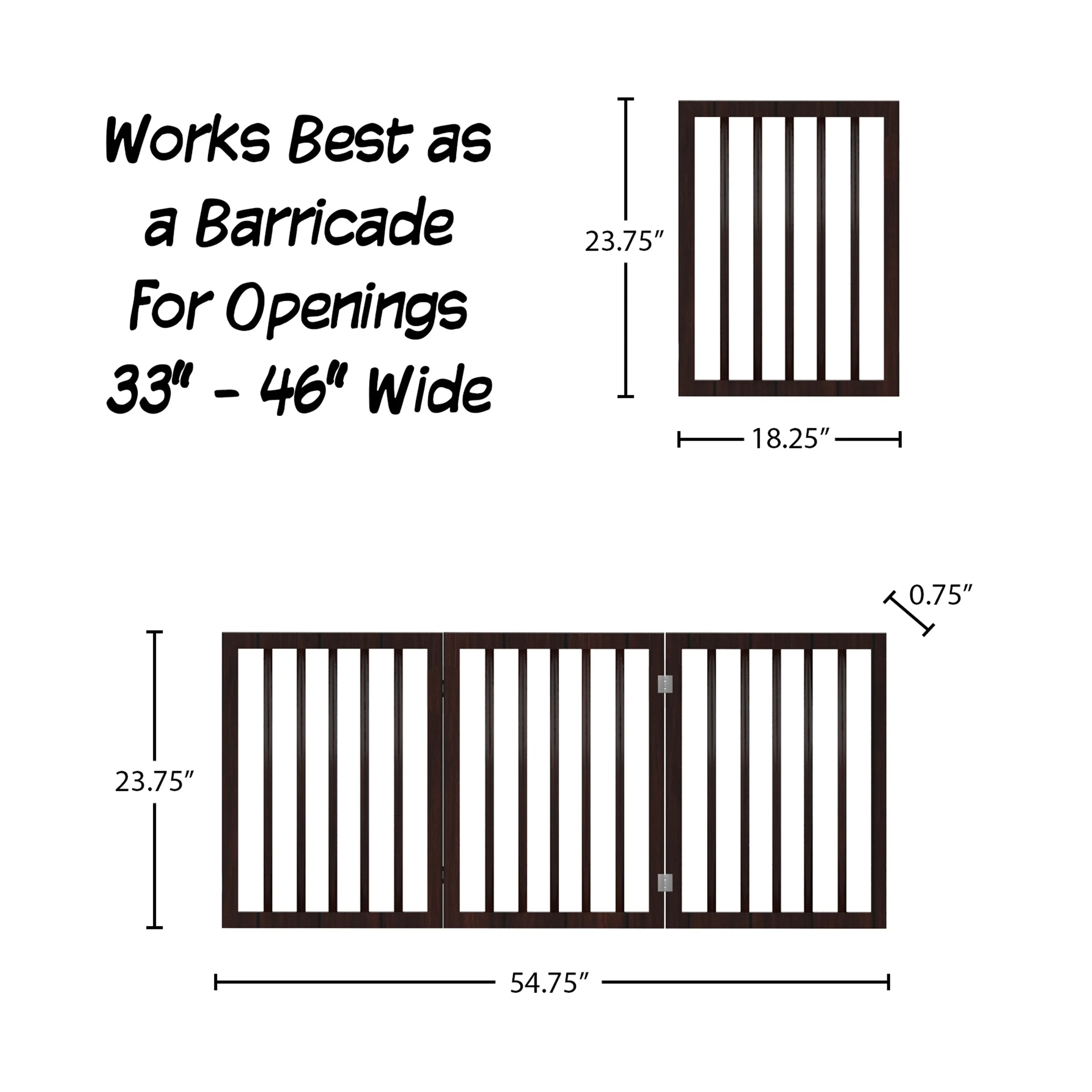 PETMAKER 3-Panel Indoor Foldable Pet Gate, Brown