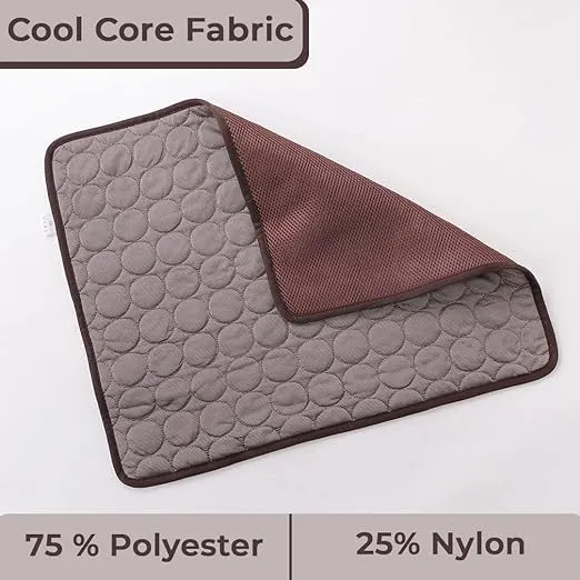 Petvit Rectangular Dog & Cat Bed|Premium Cool Ice Silk with Polyester with Bottom Mesh|Multi-Utility Self-Cooling Pad for Dog & Cat|Light-Weight & Durable Dog Bed|ZQCJ001C-S|Coffee