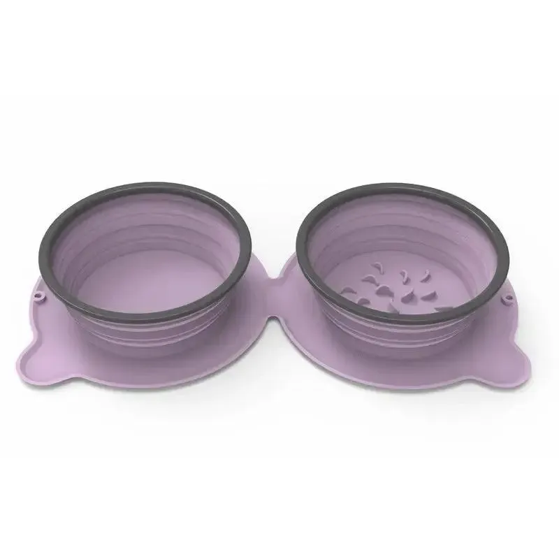 Portable Double Dog Bowls for Mess-Free Meals!