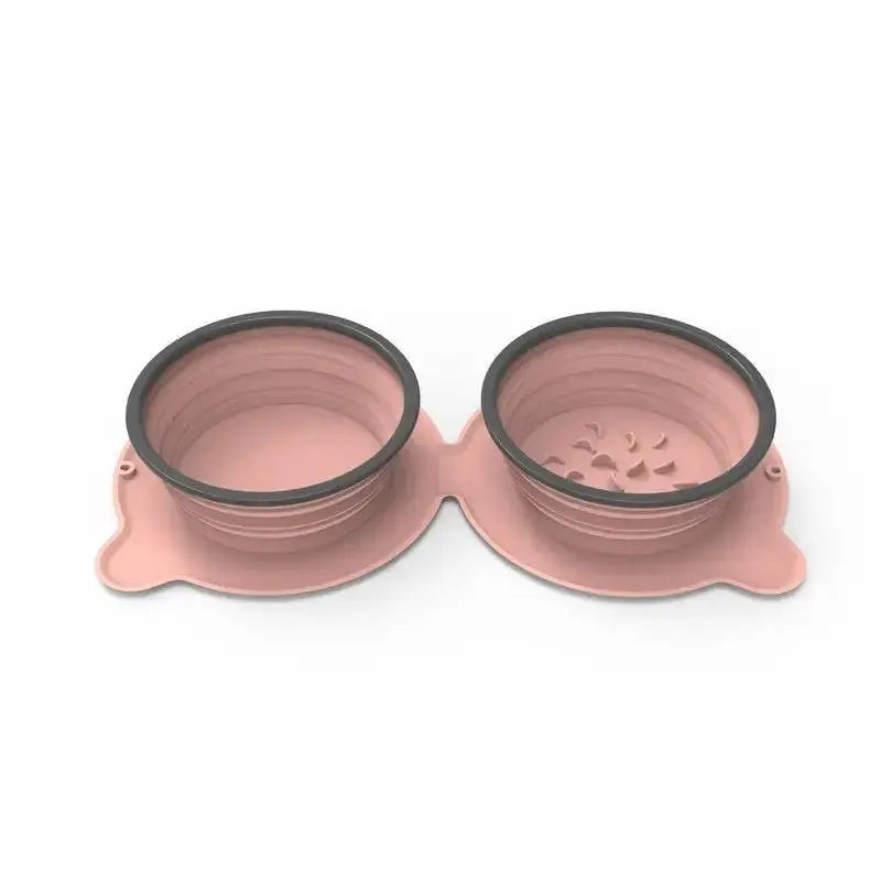 Portable Double Dog Bowls for Mess-Free Meals!