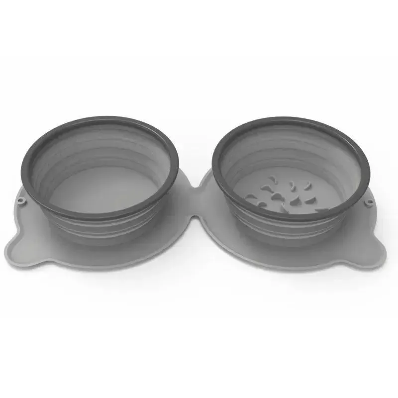 Portable Double Dog Bowls for Mess-Free Meals!