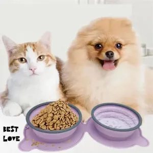 Portable Double Dog Bowls for Mess-Free Meals!