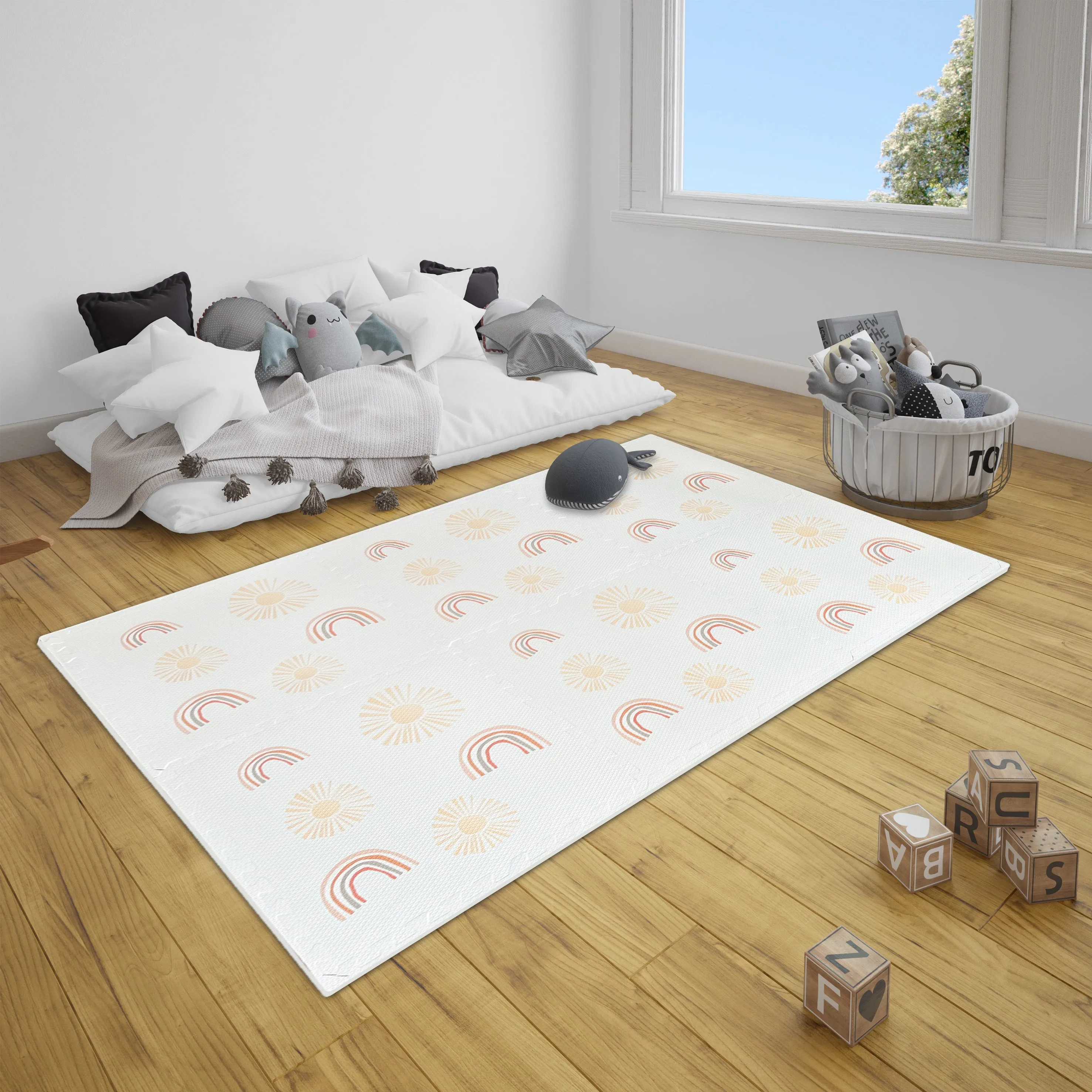 Puzzle Mat Tiles - Rainbow Sun Theme