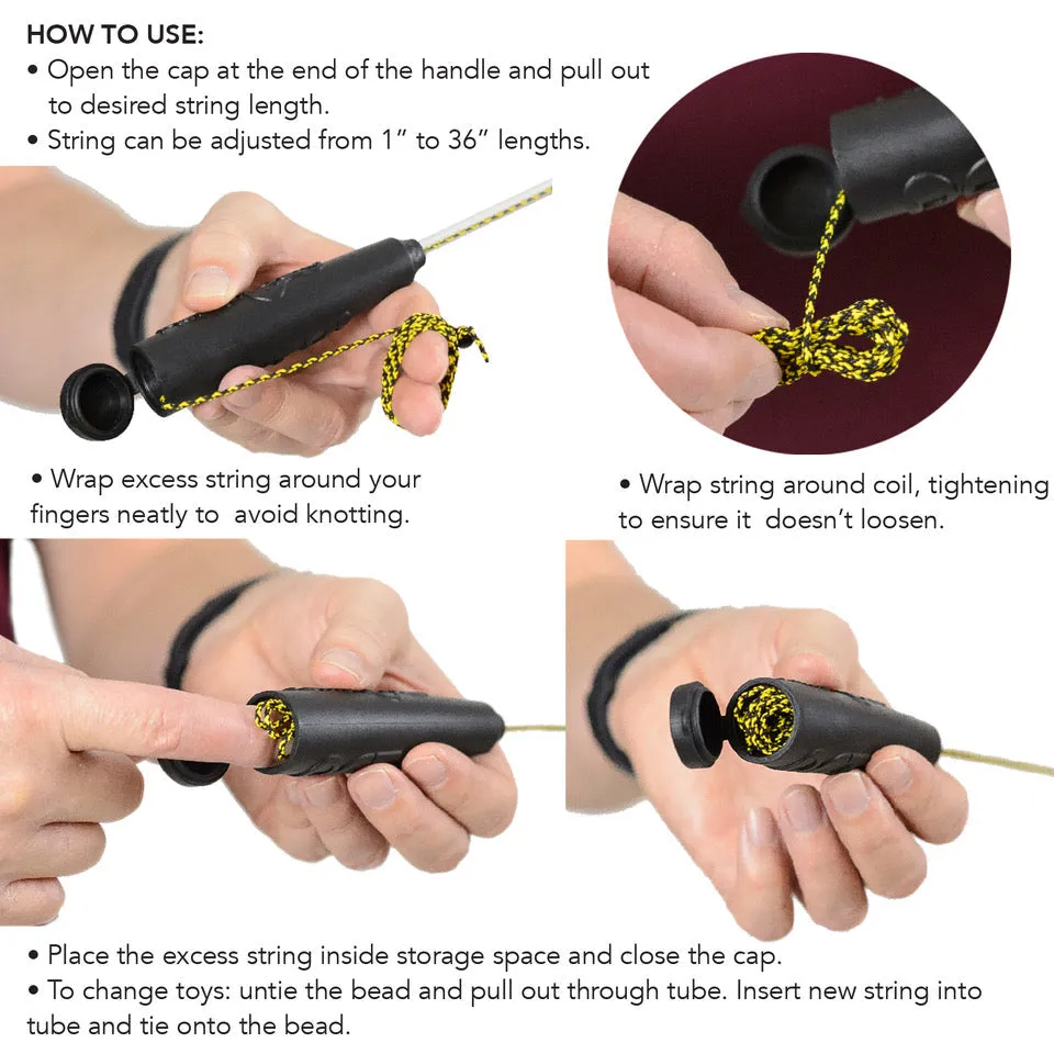 RompiCatz Adjustable String Wand Cat Toy - Crinkle Balls