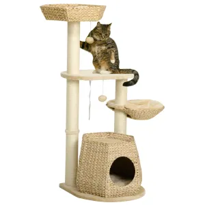 Weaved Cat Tree w/ Sisal Posts & House, 119cm - Natural