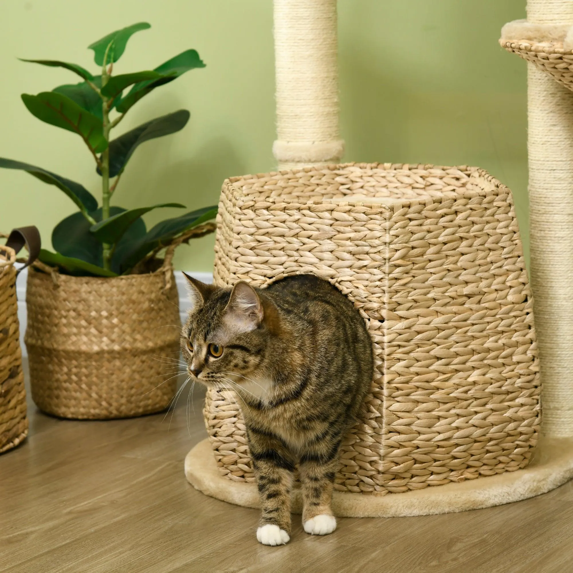 Weaved Cat Tree w/ Sisal Posts & House, 119cm - Natural