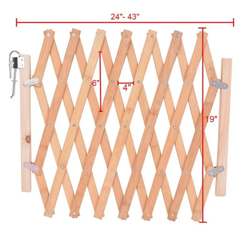 Wood Dog Gate - Stretchable Wooden Pet Fence