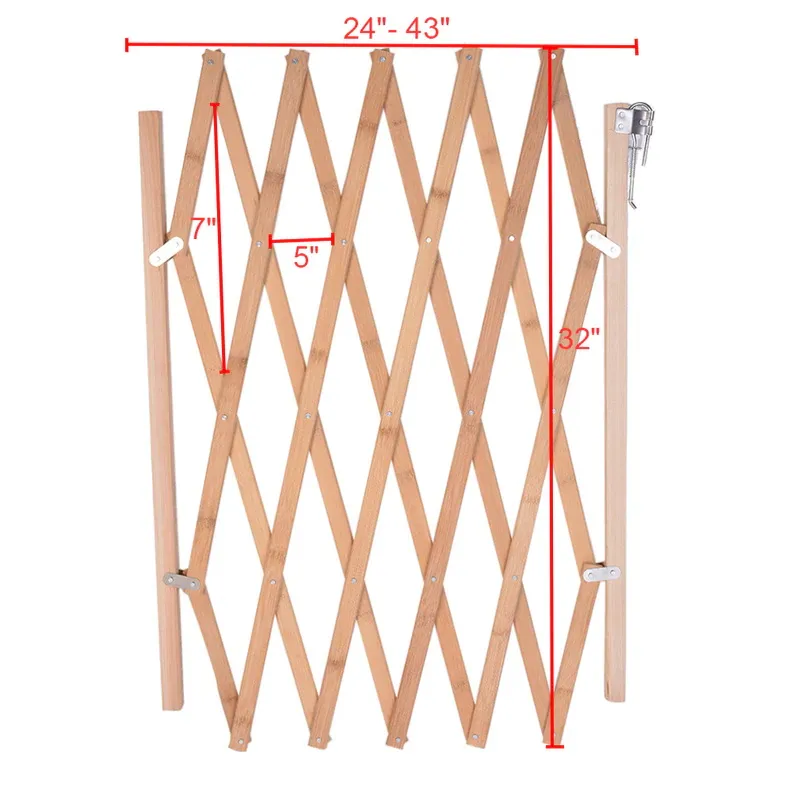Wood Dog Gate - Stretchable Wooden Pet Fence
