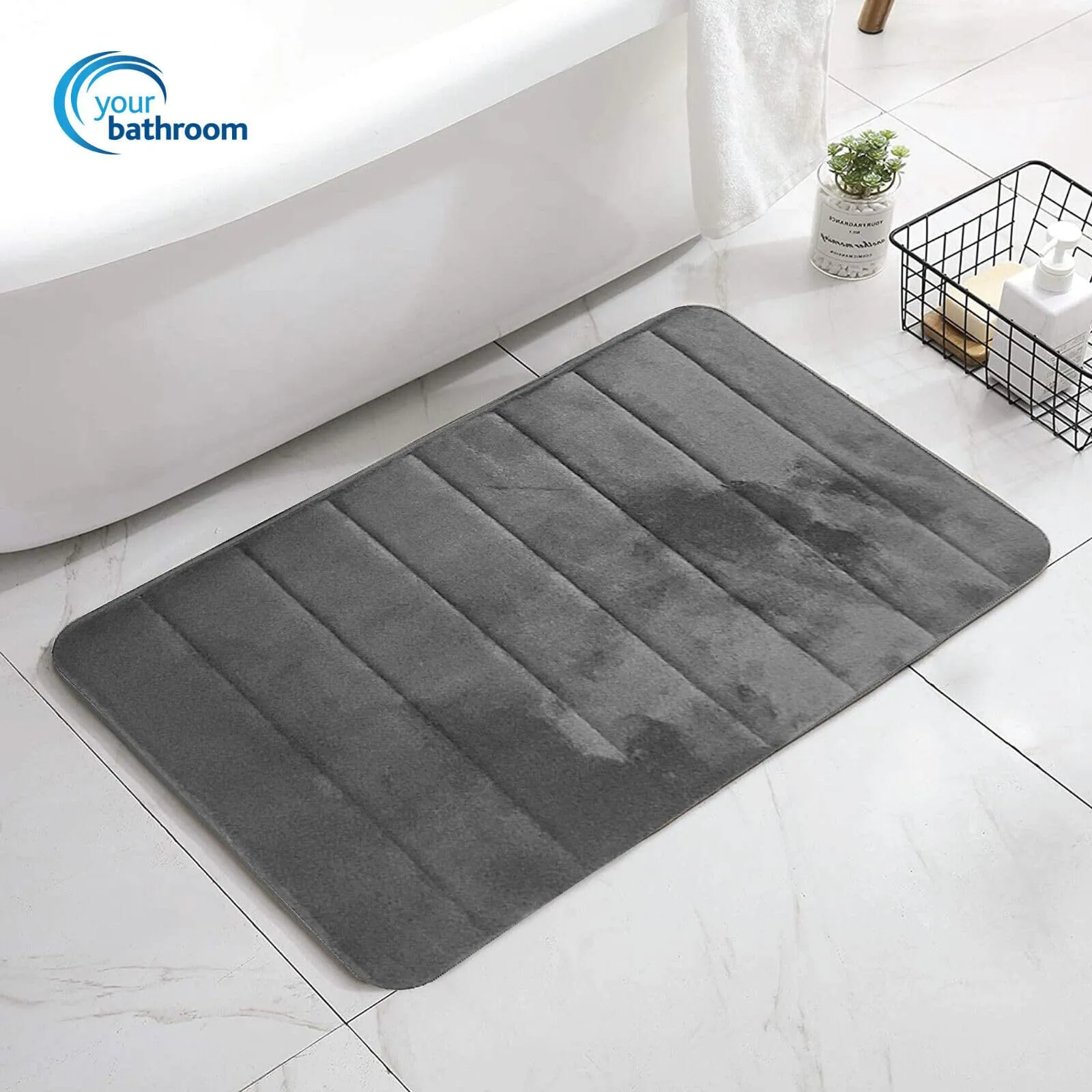 Your bathroom Bath Mat (2 Piece) Machine Washable Ultra Soft Memory Foam Non-Slip Bath Mat For Bathrooms Quick Dry Polyester Fiber Toilet Shower Pedestal Foot Mat Super Water Absorbent Mould Free