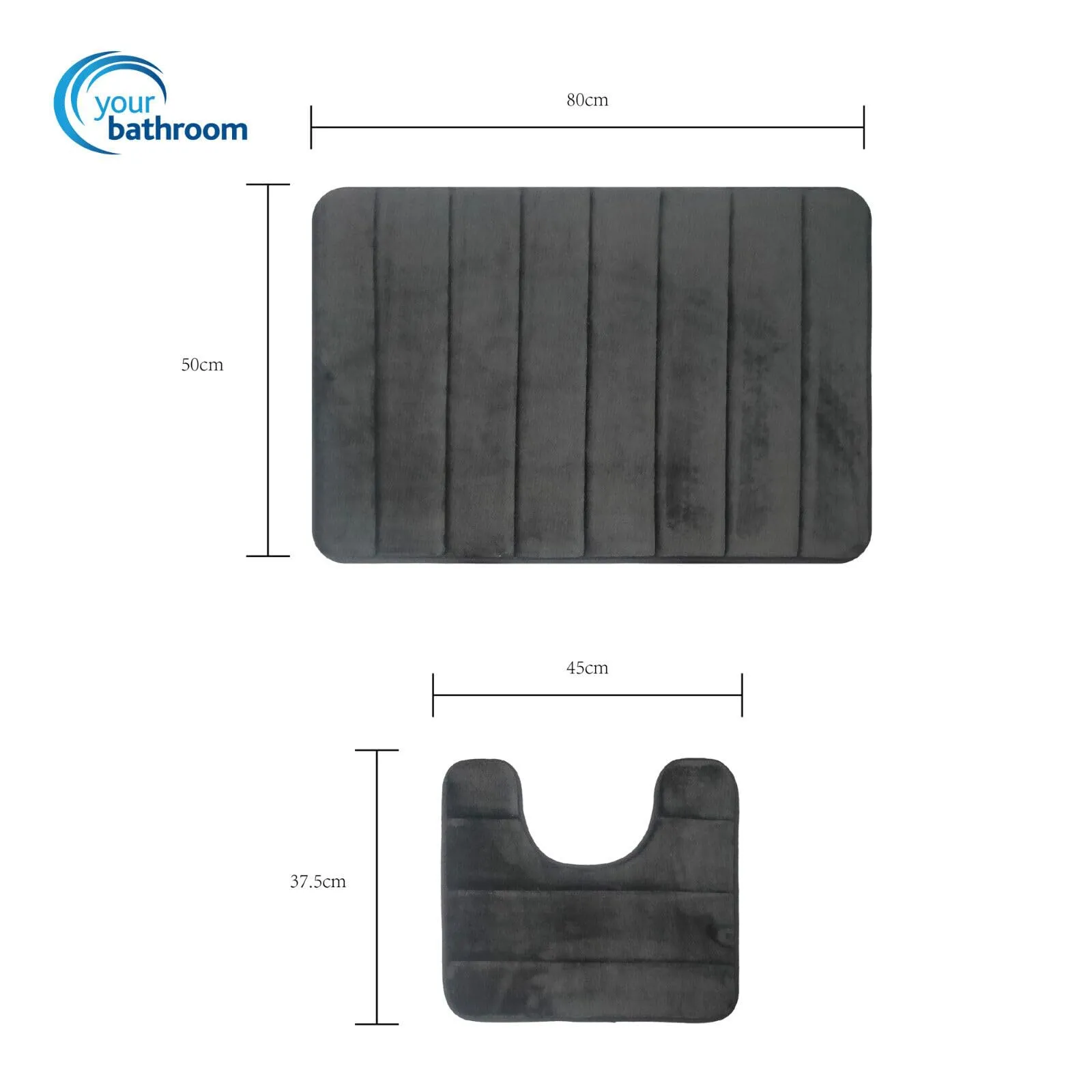 Your bathroom Bath Mat (2 Piece) Machine Washable Ultra Soft Memory Foam Non-Slip Bath Mat For Bathrooms Quick Dry Polyester Fiber Toilet Shower Pedestal Foot Mat Super Water Absorbent Mould Free